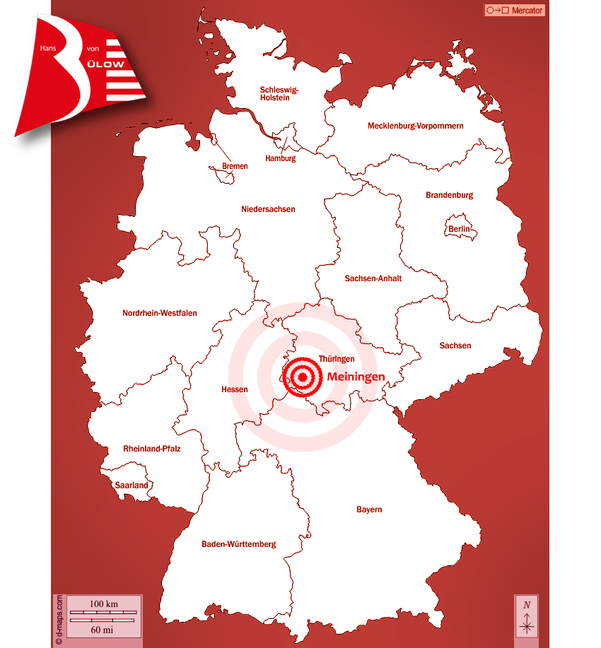 Lage der Stadt Meiningen